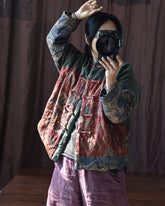 Vintage Pan Button Patchwork Coat